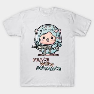Peaceful bear with weapon | Peace with Distance T-Shirt
